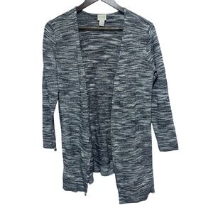 Chicos Cardigan Womens L 12 Gray Black Space Dye Lightweight Wool Blend